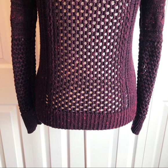American Eagle Burgundy Open Stitch Wool Blend Sweater Small - Picture 15 of 15